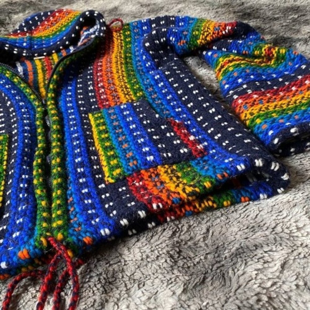 Rainbow Eucadorian Artisan Knit Jacket - Picture 6 of 7